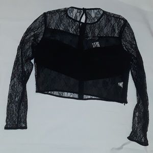 Black long sleeve lace top